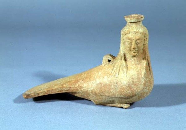 Parfymert oljebeholder i form av en sirene, Milesian, ca. 525 f.Kr av Greek