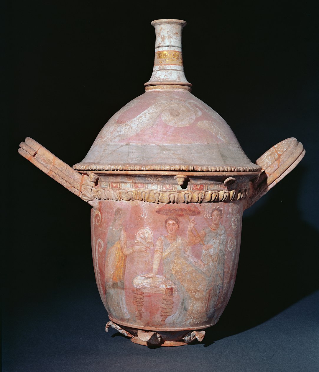 Potte med en scene av kvinner som bader (malt terrakotta) (se også 349779) av Greek