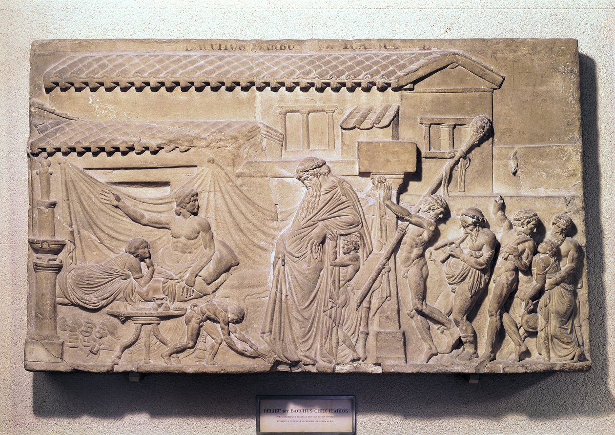 Relieff som viser Dionysos hjemme hos Icarius, kopi av en aleksandrinsk original, 3.-2. århundre f.Kr. av Greek