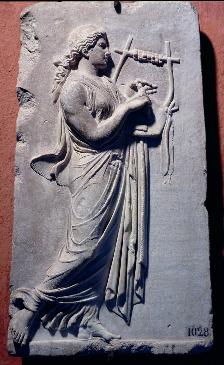 Relieff som viser Terpsichore, musen for dans og sang av Greek