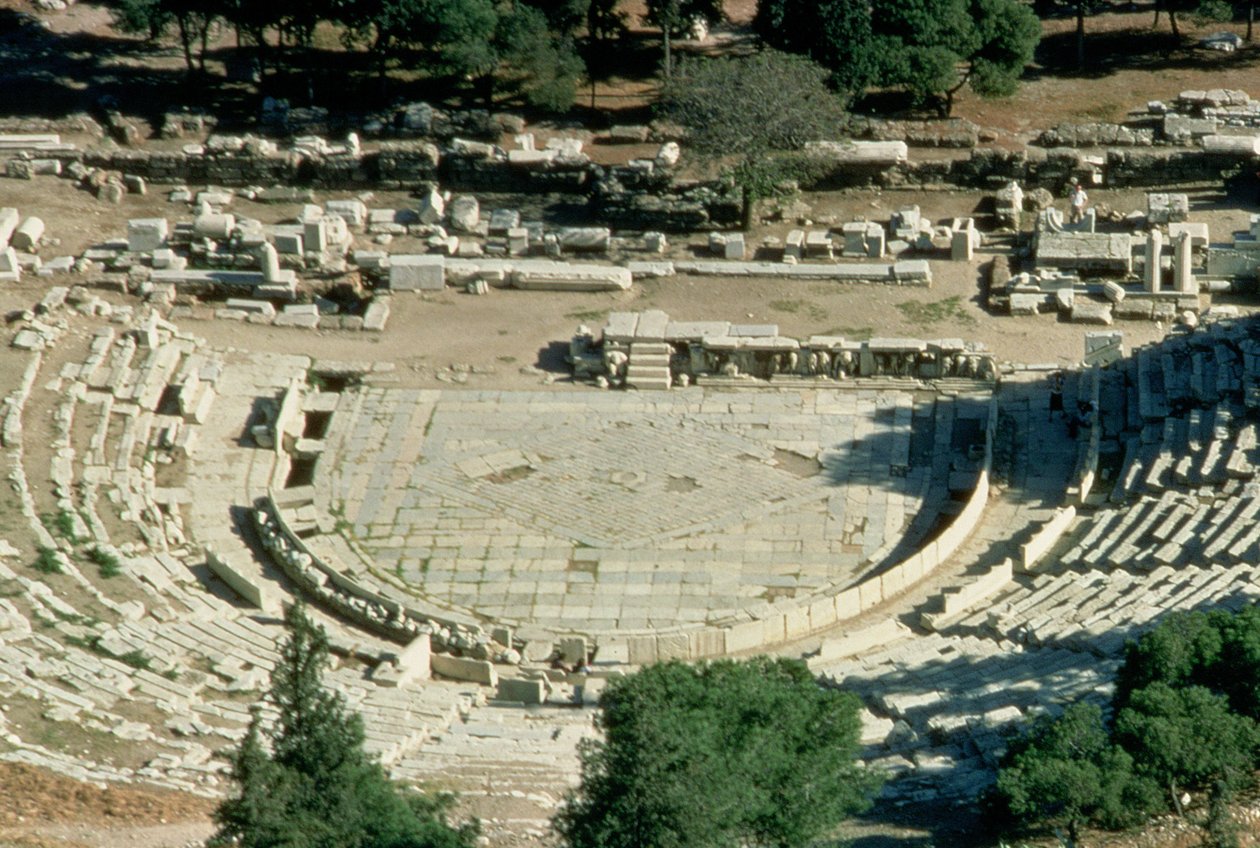 Dionysios teater, sett ovenfra, ca. 330 f.Kr av Greek