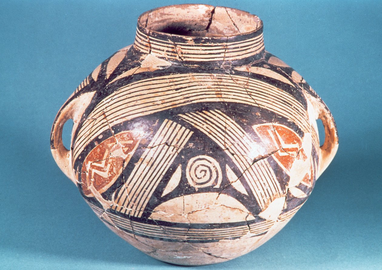 Vase fra Dimini (nåværende Volos) 7. århundre f.Kr. (polykrom leire) av Greek