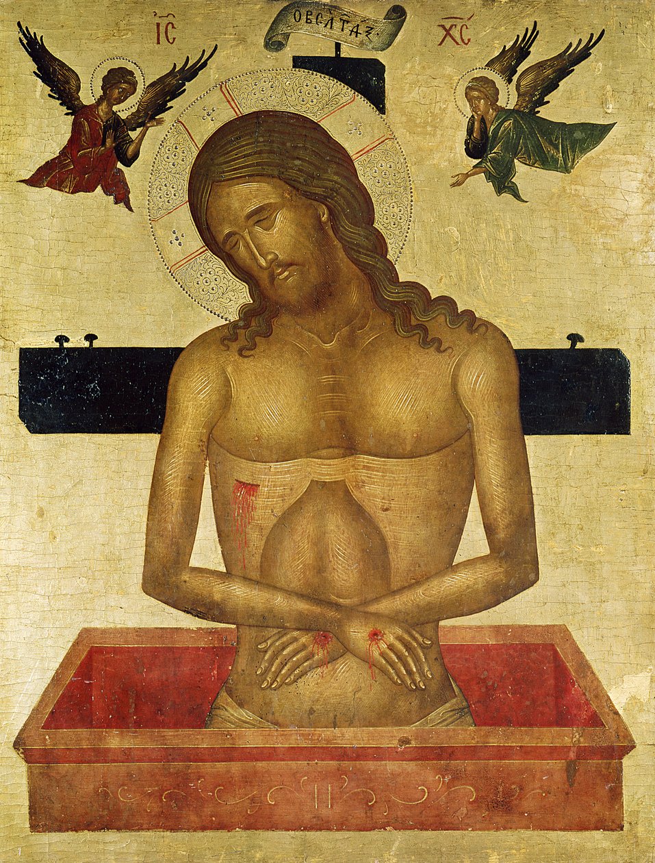 Ikon som viser Kristus i graven av Greek School