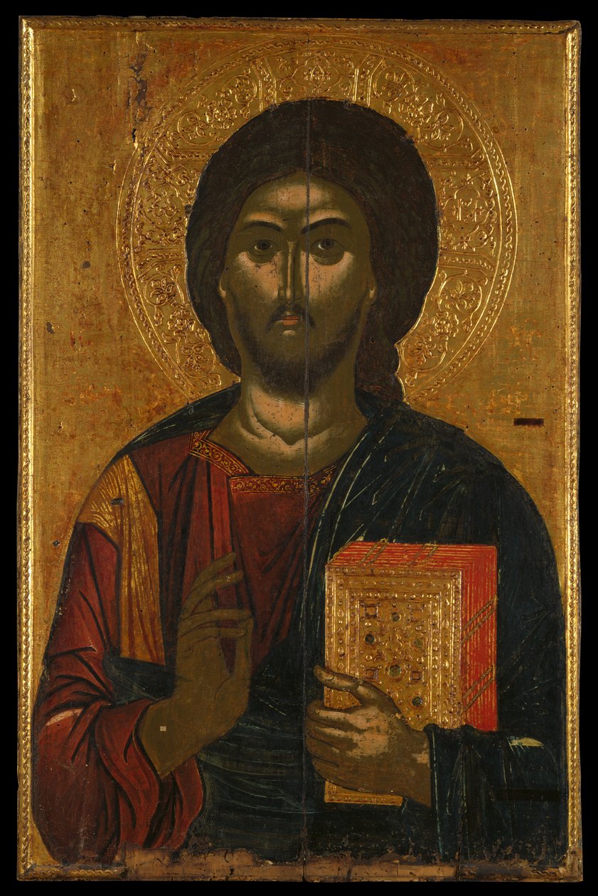 Iconostasis-ikon fra en helligdomsskjerm som viser Kristus Pantokrator (eggtempera på panel) av Greek School