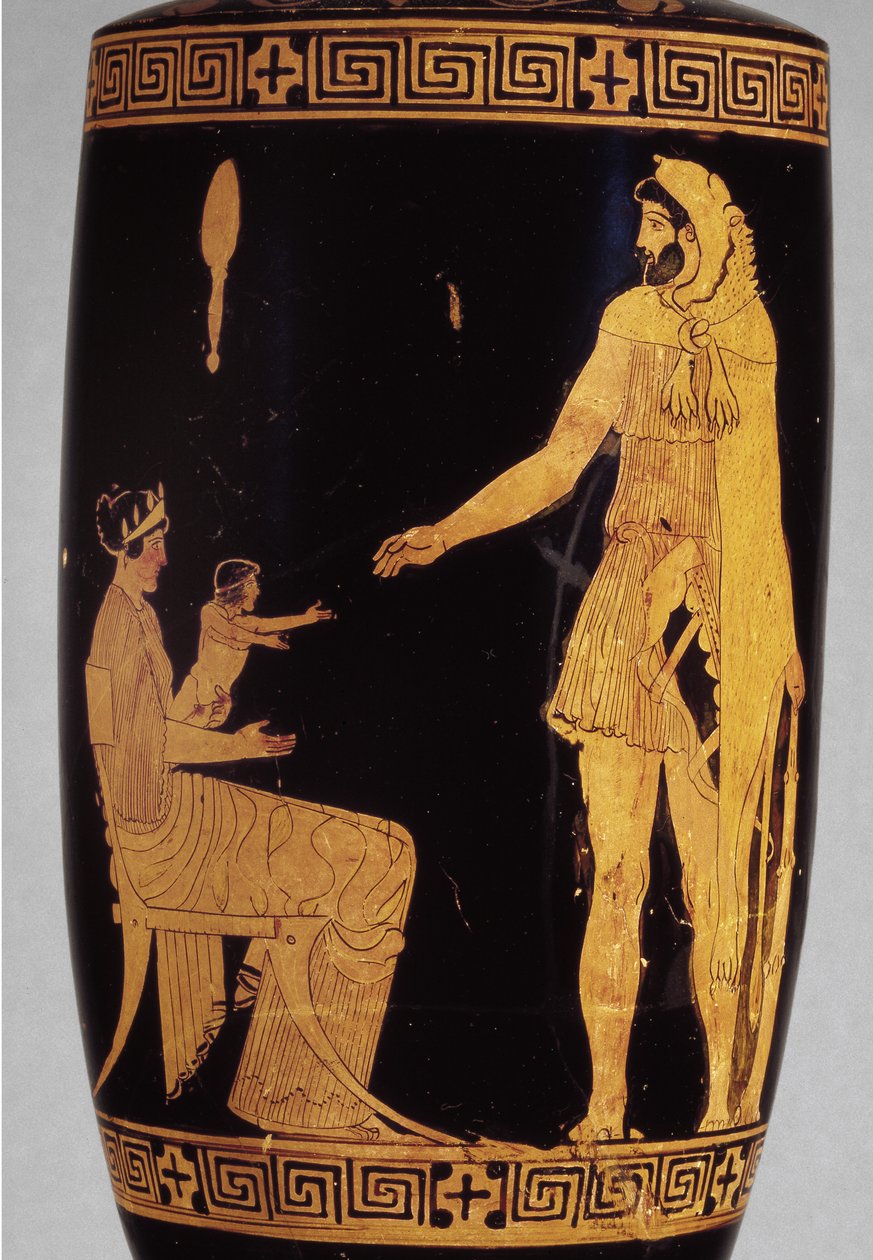 Lofts rødfigur lekythos som viser Herakles keramiske detaljer fra 100581 av Greek