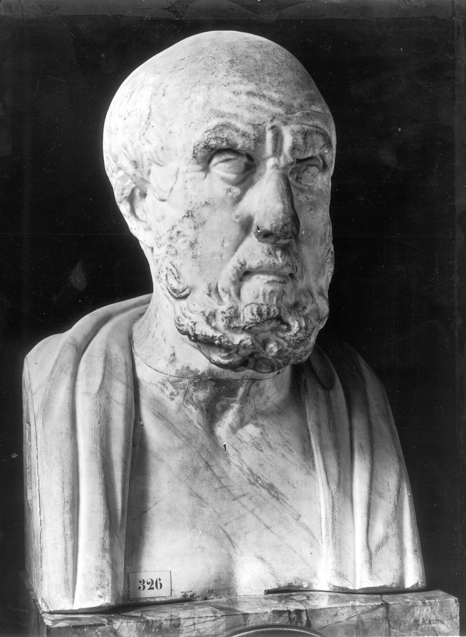 Byste av Hippokrates (ca. 460-c. 377 f.Kr.) (marmor) av Greek