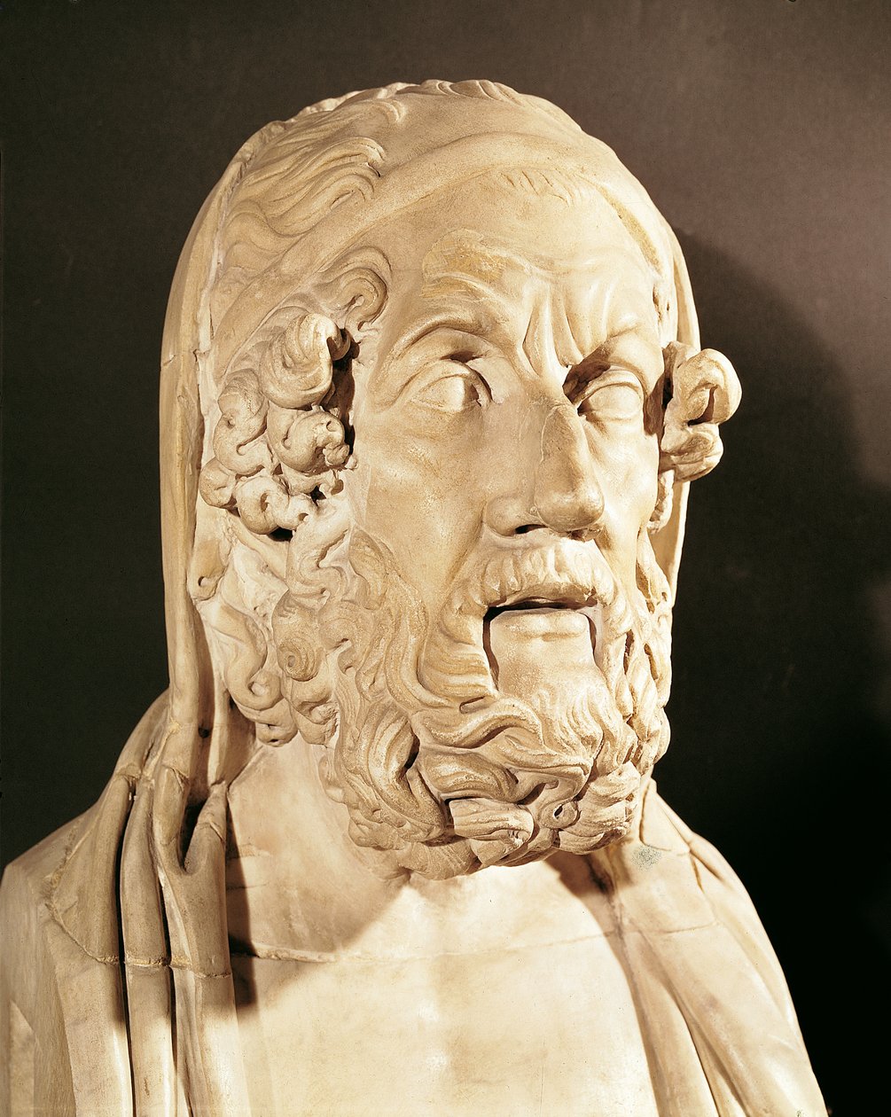 Byste av Homer, hellenistisk periode (330-20 f.Kr.) (marmor) av Greek