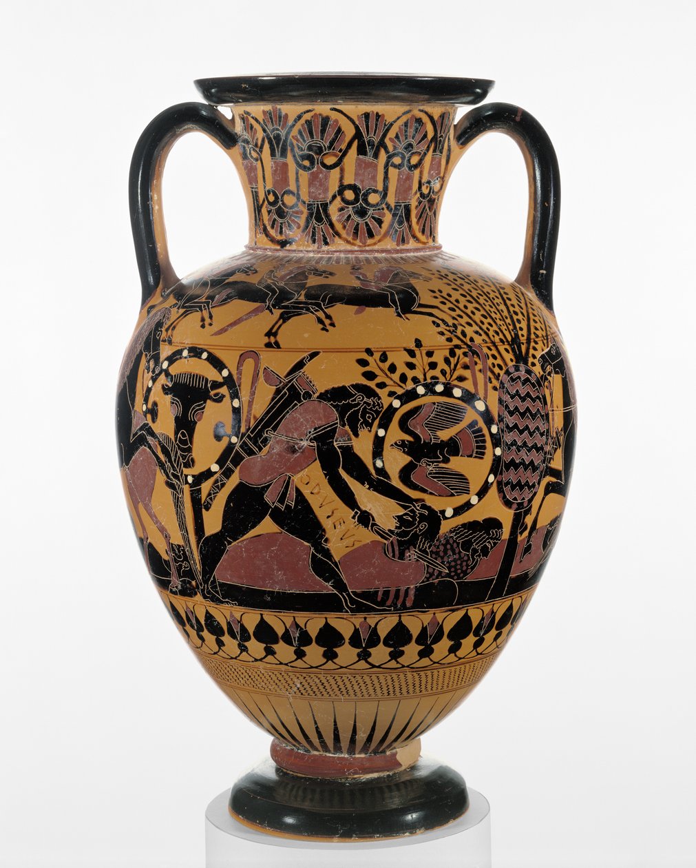 Kalcidisk halsamfora med svart figur med Odyssevs som dreper en thraker, ca. 540 f.Kr. (terrakotta) av Greek