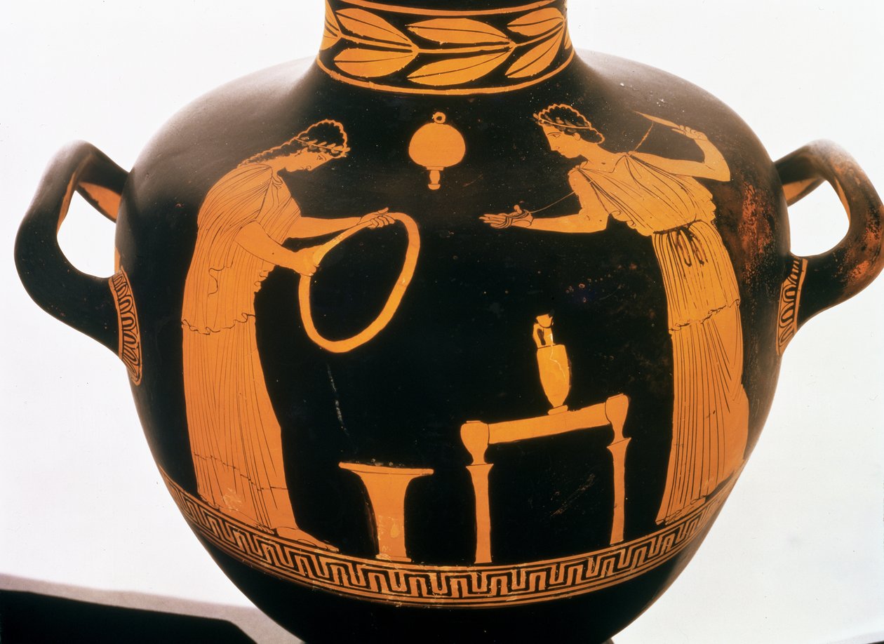 Detalj fra en lofts rødfigur Hydria (keramikk) av Greek