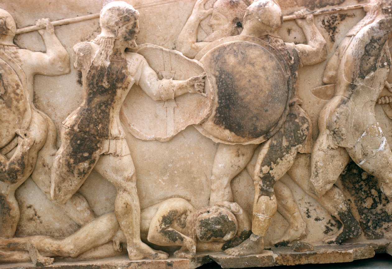 Slåss om kroppen til Patroclus, frise fra Siphnian Treasury, ca. 525 f.Kr. (marmor) av Greek