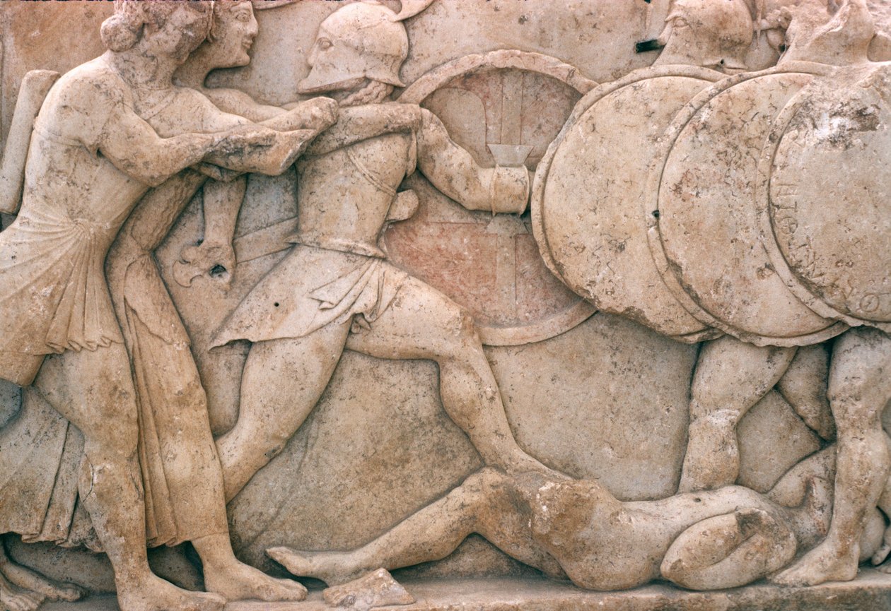 Kamp utenfor Troja, frise fra Siphnian Treasury, ca. 525 f.Kr. (marmor) av Greek