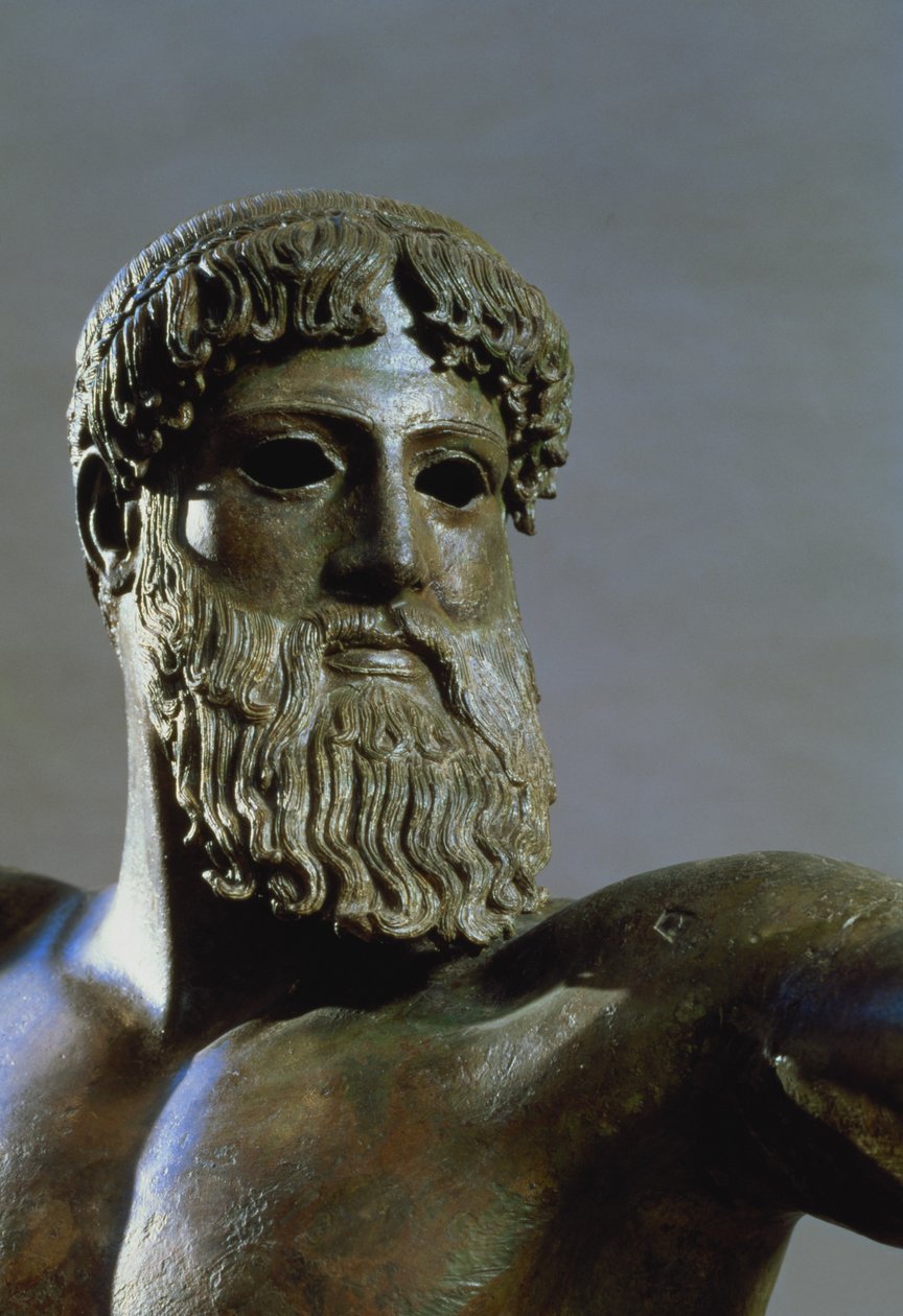 Leder av Poseidon, ca. 460–450 f.Kr. bronsedetalj fra 111367 av Greek