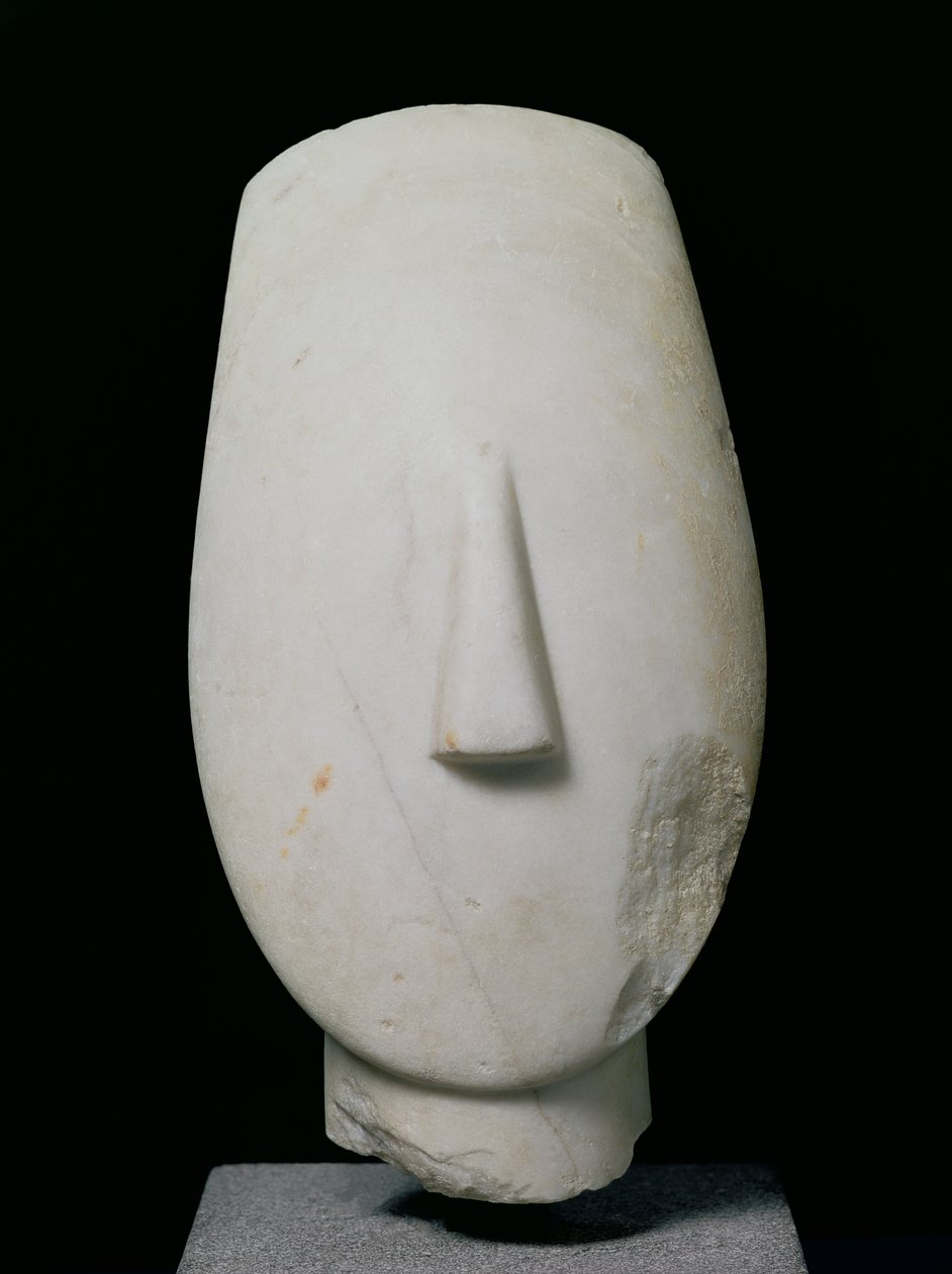 Head of a Woman, fragment av en statue fra Keros, tidlig kykladisk II periode, ca. 2700-2400 f.Kr. (marmor) av Greek