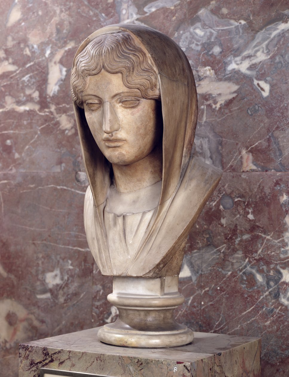 Hodet til en kvinne kjent som Aspasia of Miletus (marmor) av Greek