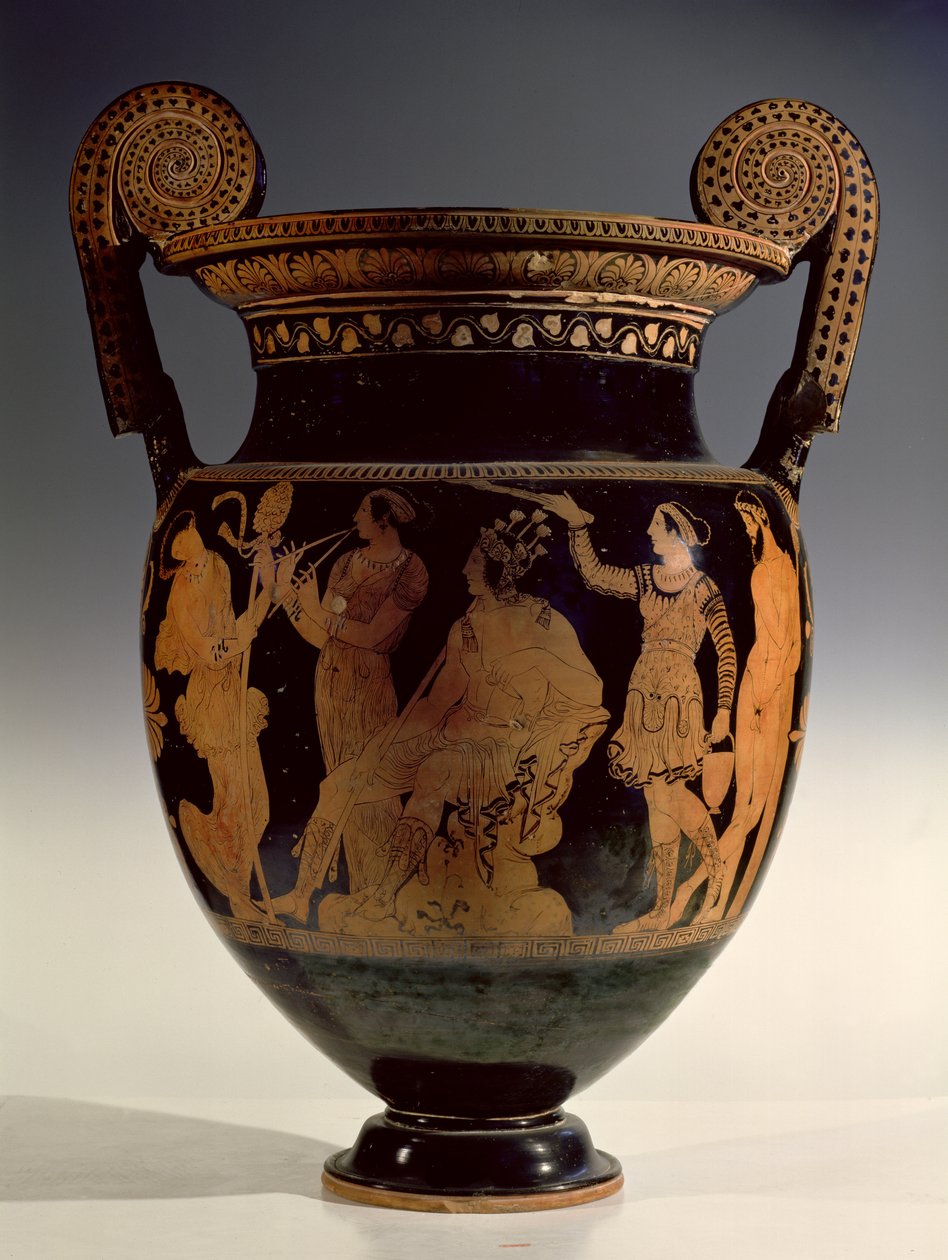 Karneia, eller Harvest Festival, rødfigur volute krater, sent 5. århundre f.Kr. - tidlig 4. århundre f.Kr. (keramikk) av Greek
