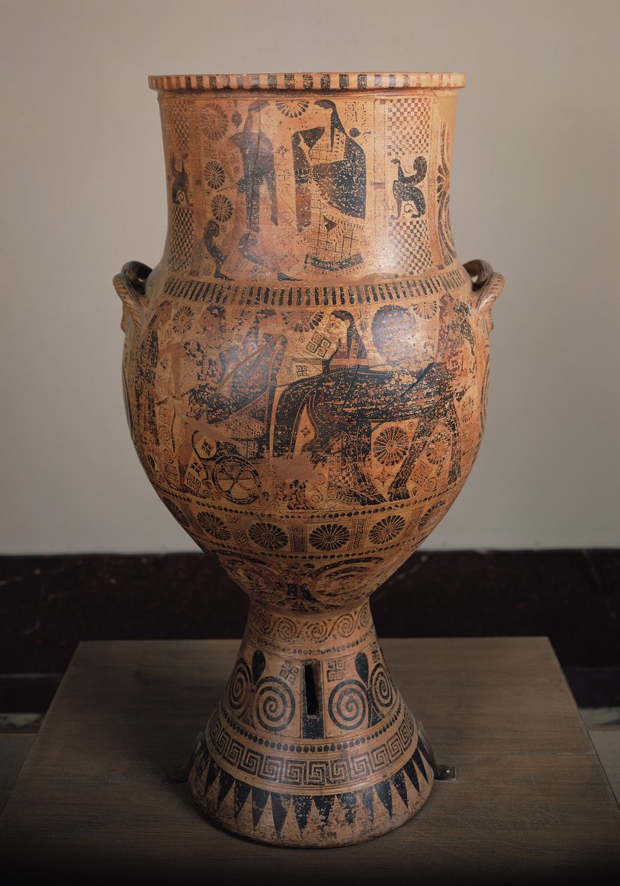 Krater som viser avgangen til Hercules, fra Aptera på Kreta, ca. 610 f.Kr. (keramikk) av Greek