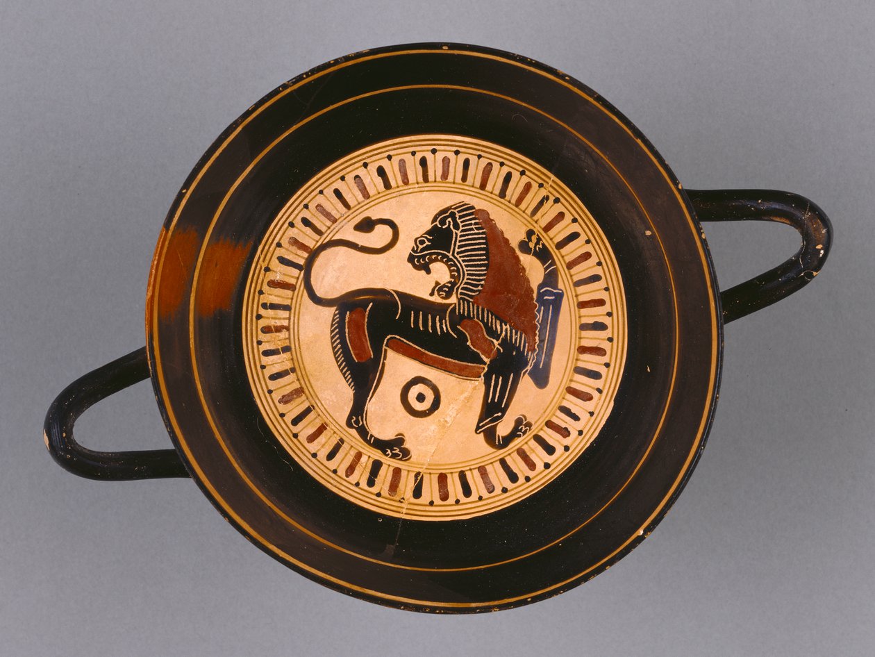 Laconian Black-Figure Kylix tilskrevet Hunt-maleren, ca. 540 f.Kr. (terrakotta) av Greek