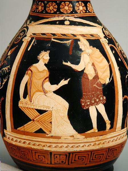 Oinochoe (Form III), 340–320 f.Kr. (keramikk) (detalj) av Greek