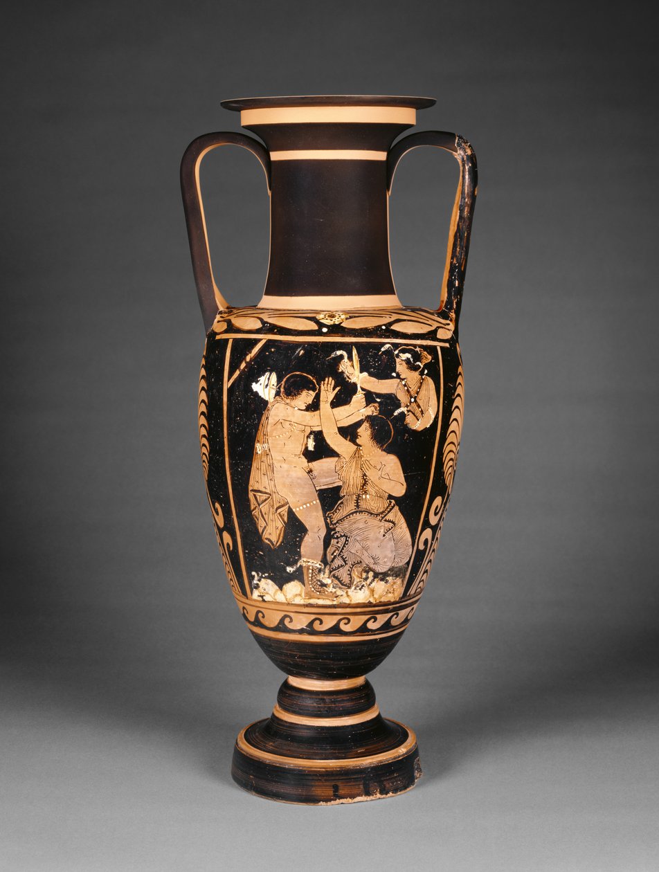 Paestan rød-figur hals amfora, ca. 340 f.Kr. (terrakotta) av Greek