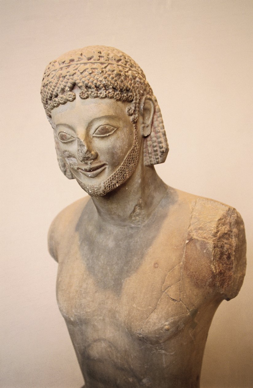 Rampin-rytter, rytterstatue i marmor, ca 550 f.Kr., gresk sivilisasjon, 6. århundre f.Kr. Detalj av Greek
