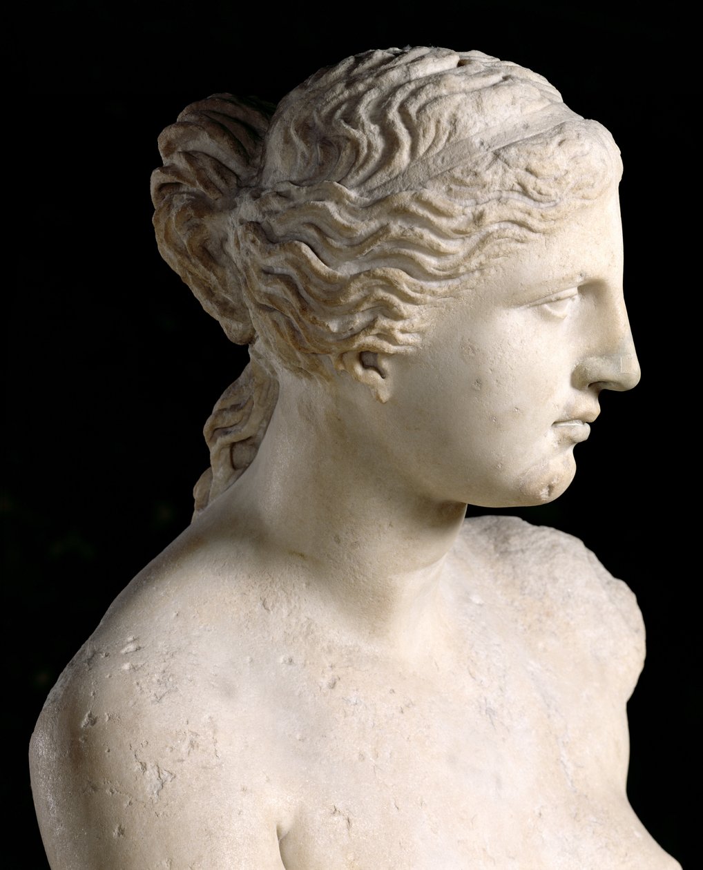 Venus de Milo, detalj av hodet, hellenistisk periode, ca. 100 f.Kr. marmor av Greek
