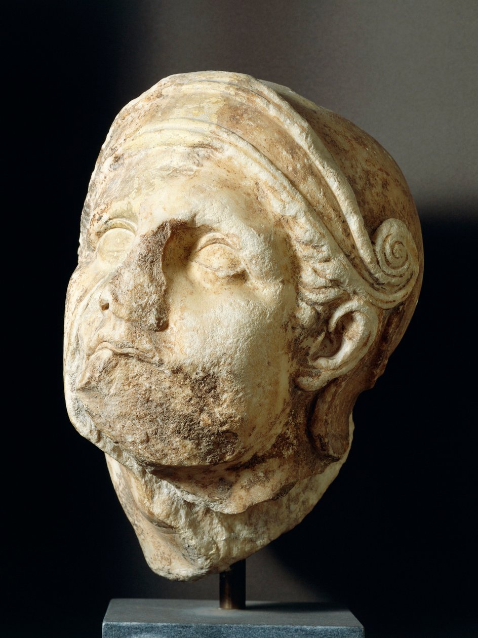 Krigerhode av Skopas (340-420 f.Kr.) foran Athena Alea-tempelet i Tegea, 4. århundre f.Kr. (bilde) av Greek