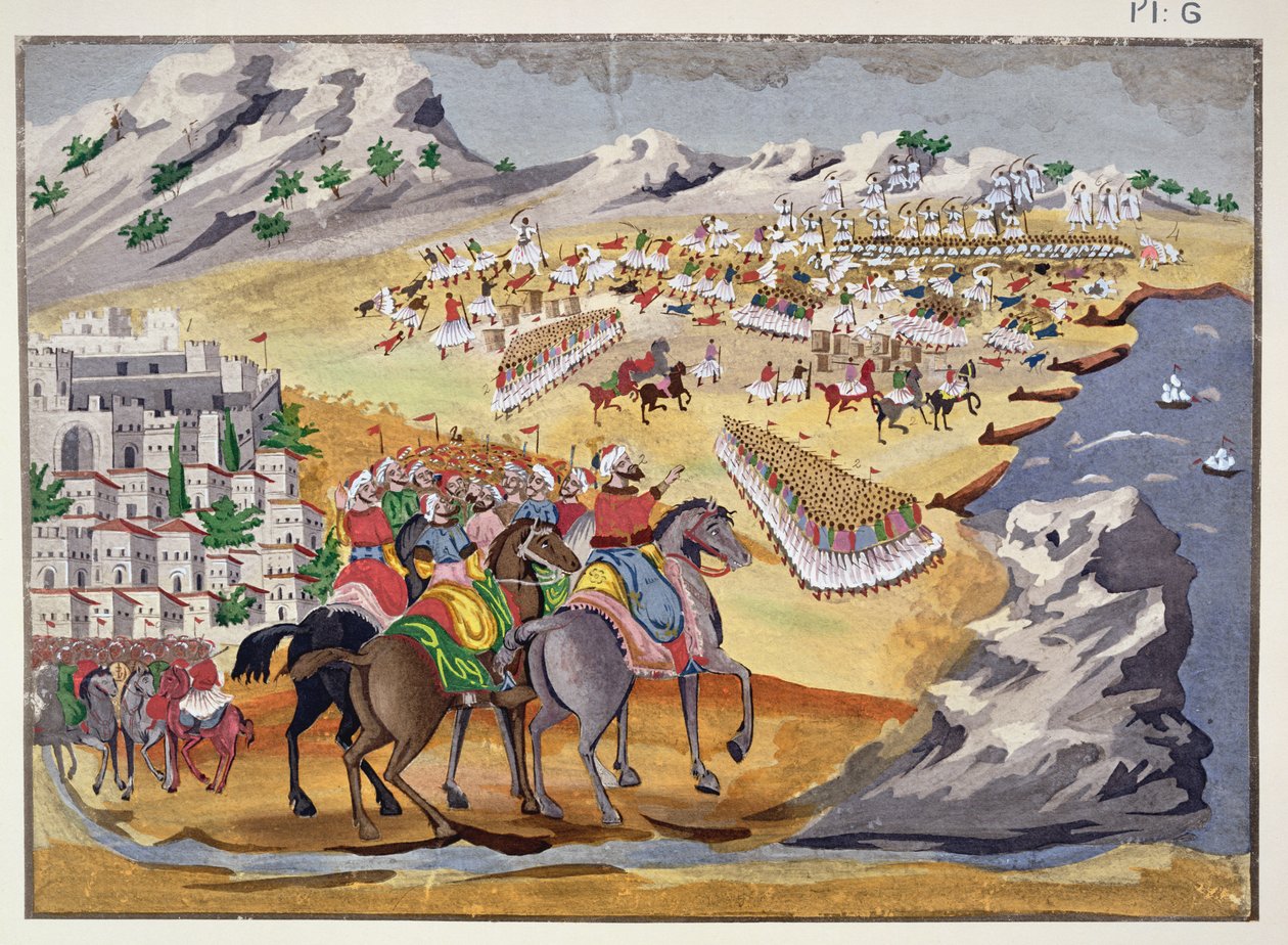 Slaget ved Langada og Compoti i 1821, fra billedhistorien til den greske uavhengighetskrigen av Greek School