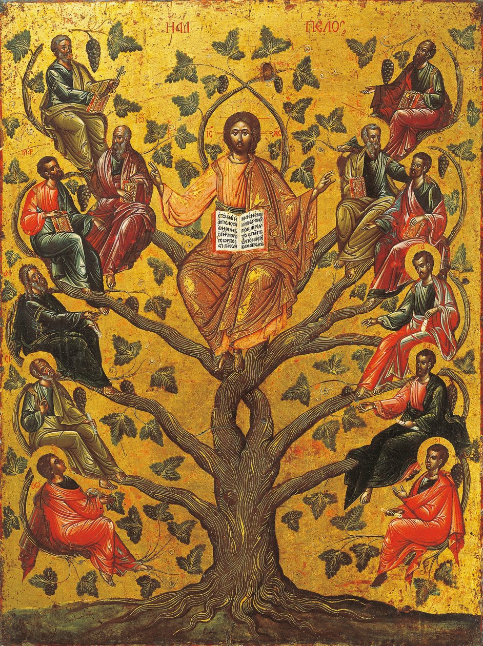 Kristus den sanne vintreet-ikonet av Greek School