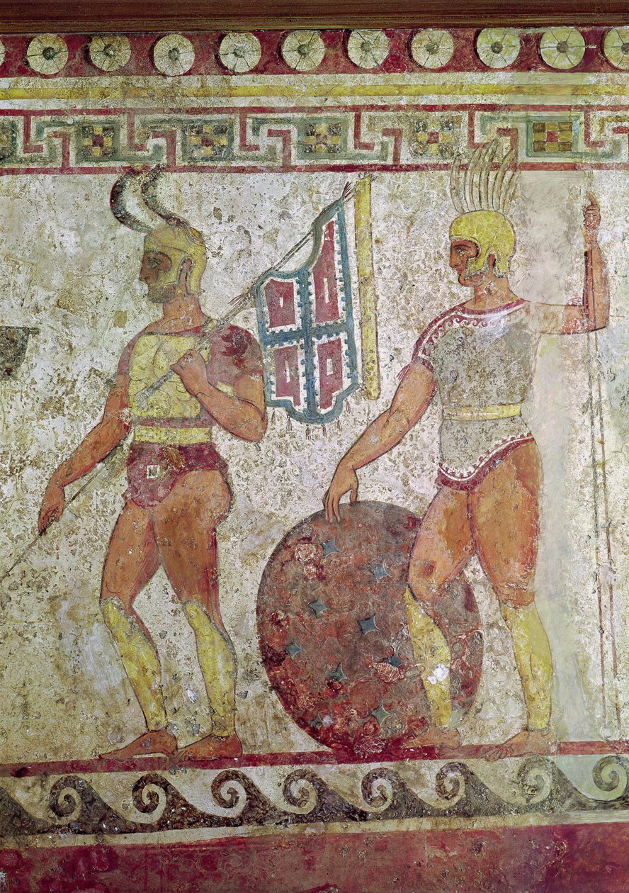Fotsoldater, gravmaleri fra Paestum (se også 119488) av Greek School