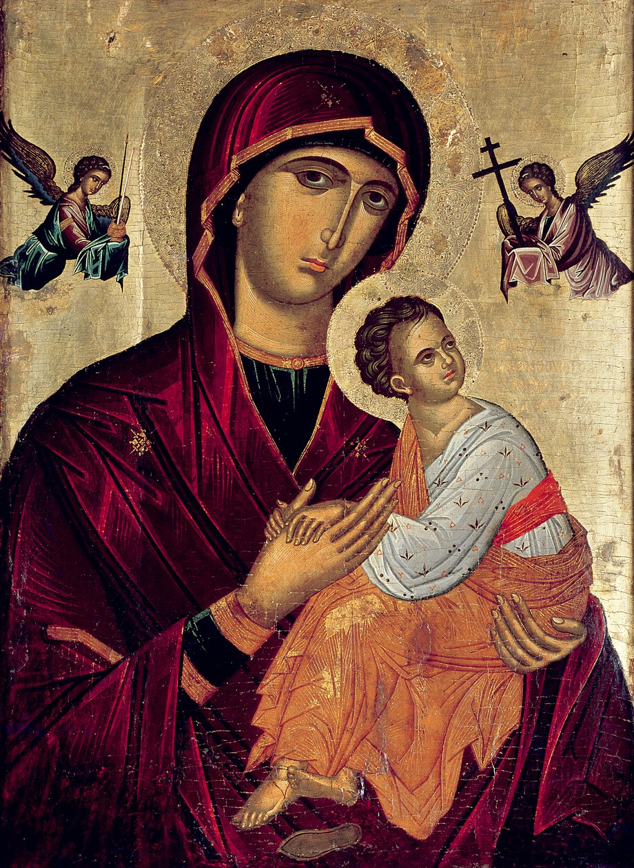 Ikon som viser lidenskapens hellige mor av Greek School
