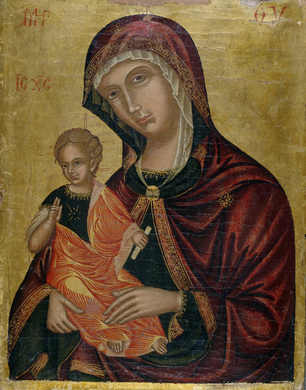 Madonna og barn, ca. 1600 (tempera på sedertre) av Greek School