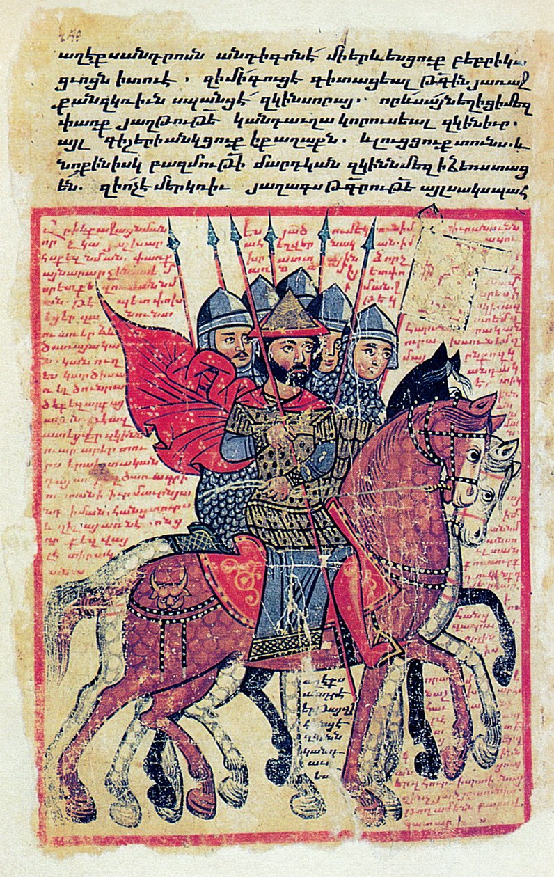 Militærscene fra et armensk manuskript fra det fjortende århundre av Greek School