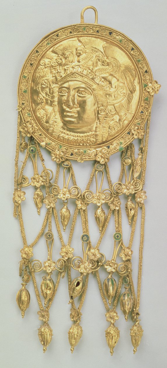 Anheng med hodet til Athena Parthenos (gull og emalje) av Greek School