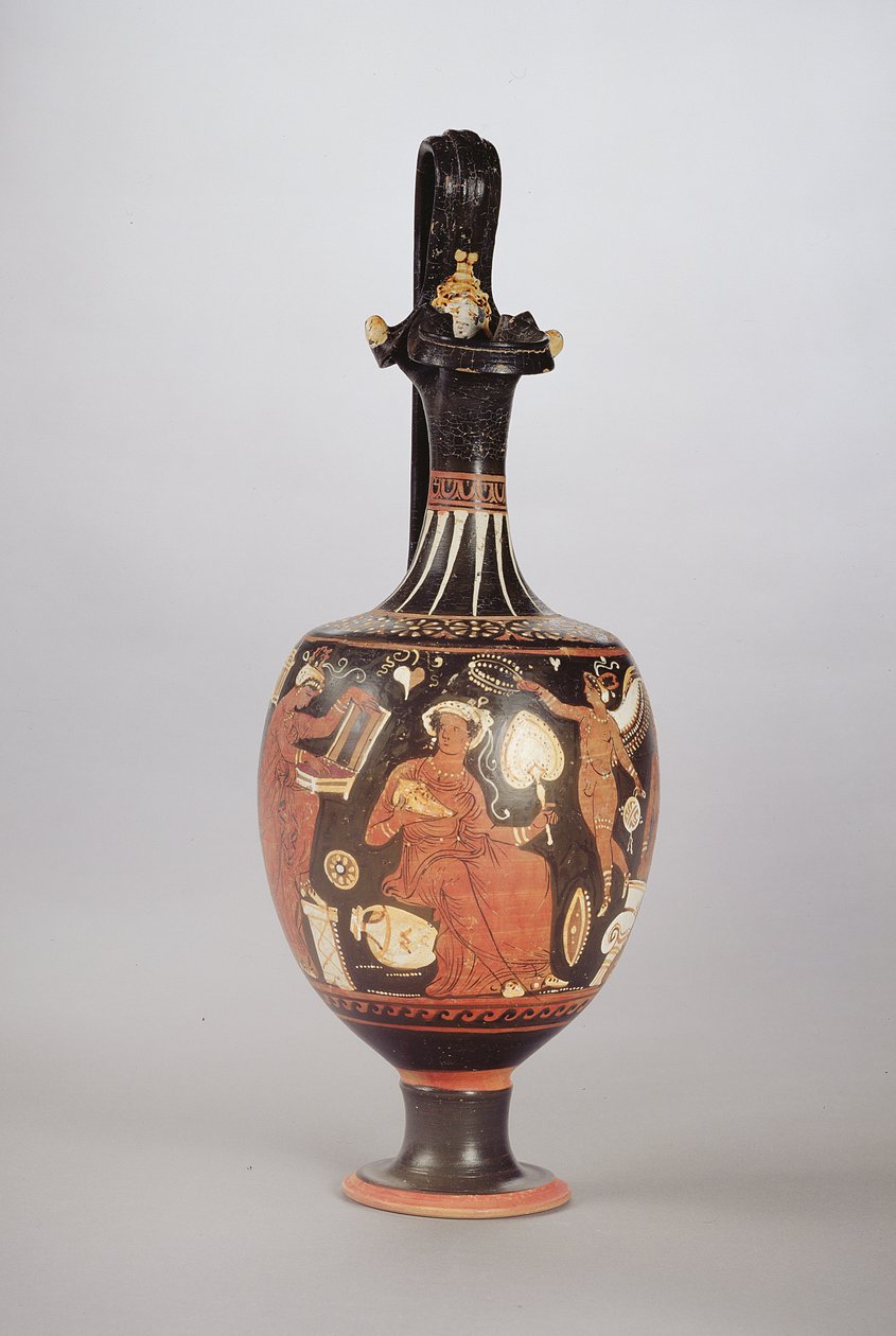 Rød og hvit figur Oinochoe, ca. 310 f.Kr. (keramikk) av Greek School