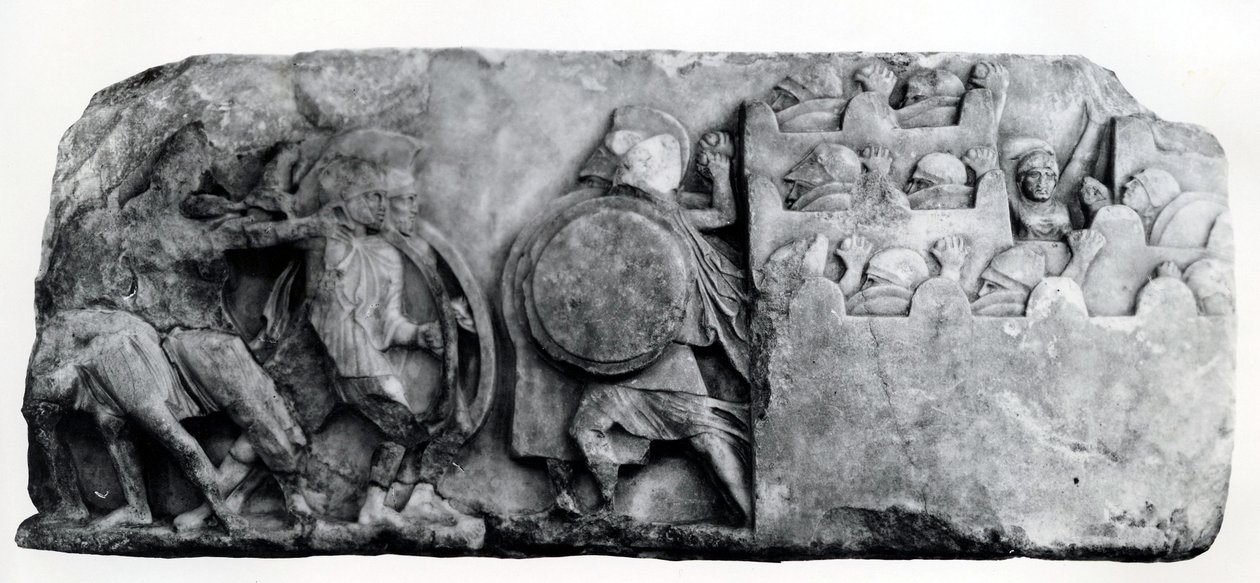 Seksjon av frisen til Nereid-monumentet ved Xanthus, rundt 4. århundre f.Kr. (relieff) av Greek School