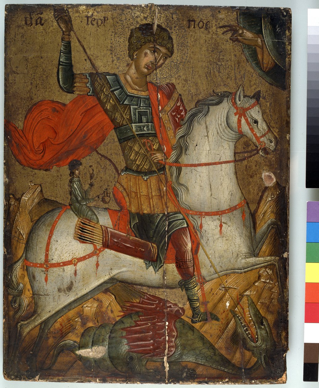 St. George dreper dragen, ikon, kreto-venetiansk skole, av Greek School