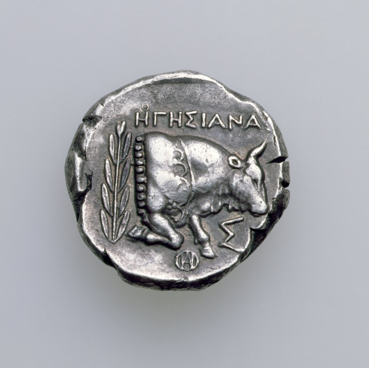 Tetradrachm of Samos, Ionia, som viser en okse, ca. 390 f.Kr. (revers) (sølv) (for forside, se 168076) av Greek School