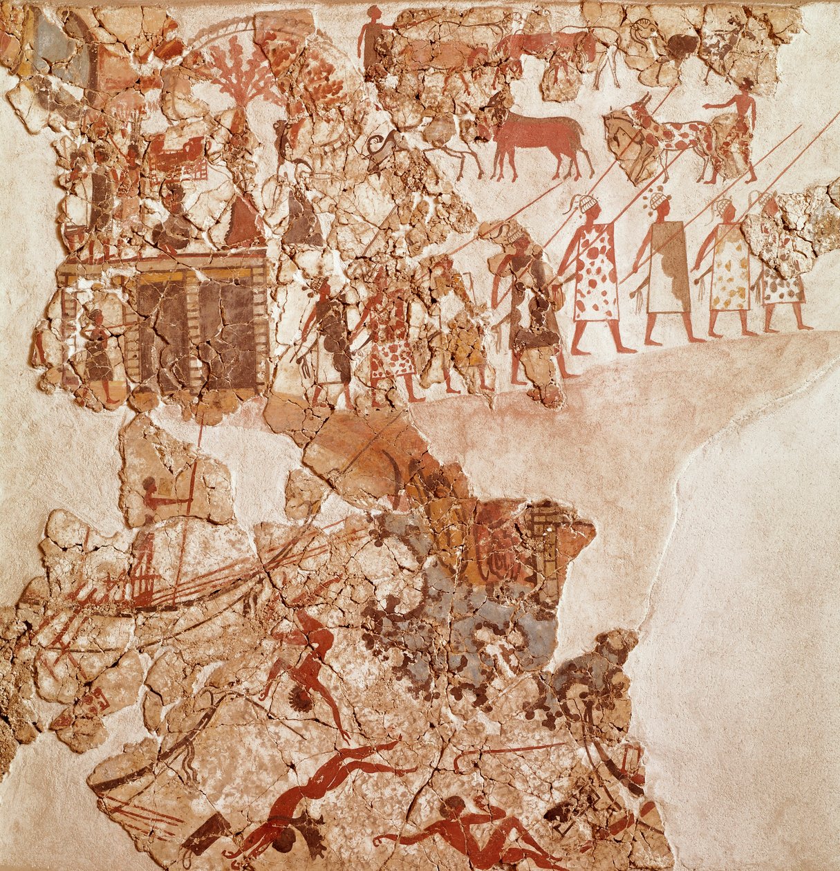 Libyanernes død, Akrotiri fresco, Thera (i dag Santorini) (Hellas), minoiske sivilisasjon av Greek School
