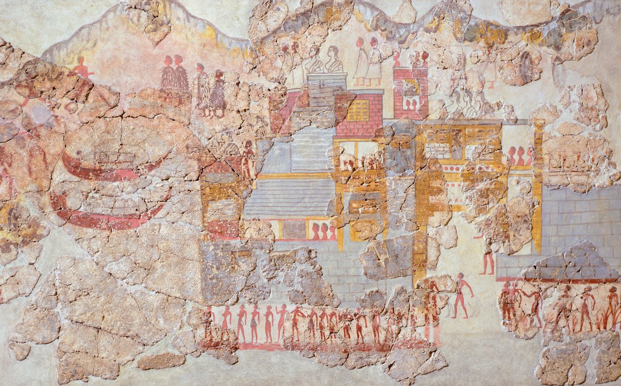 Flåten, Akrotiri fresco, Thera (i dag Santorini), minoiske sivilisasjon av Greek School