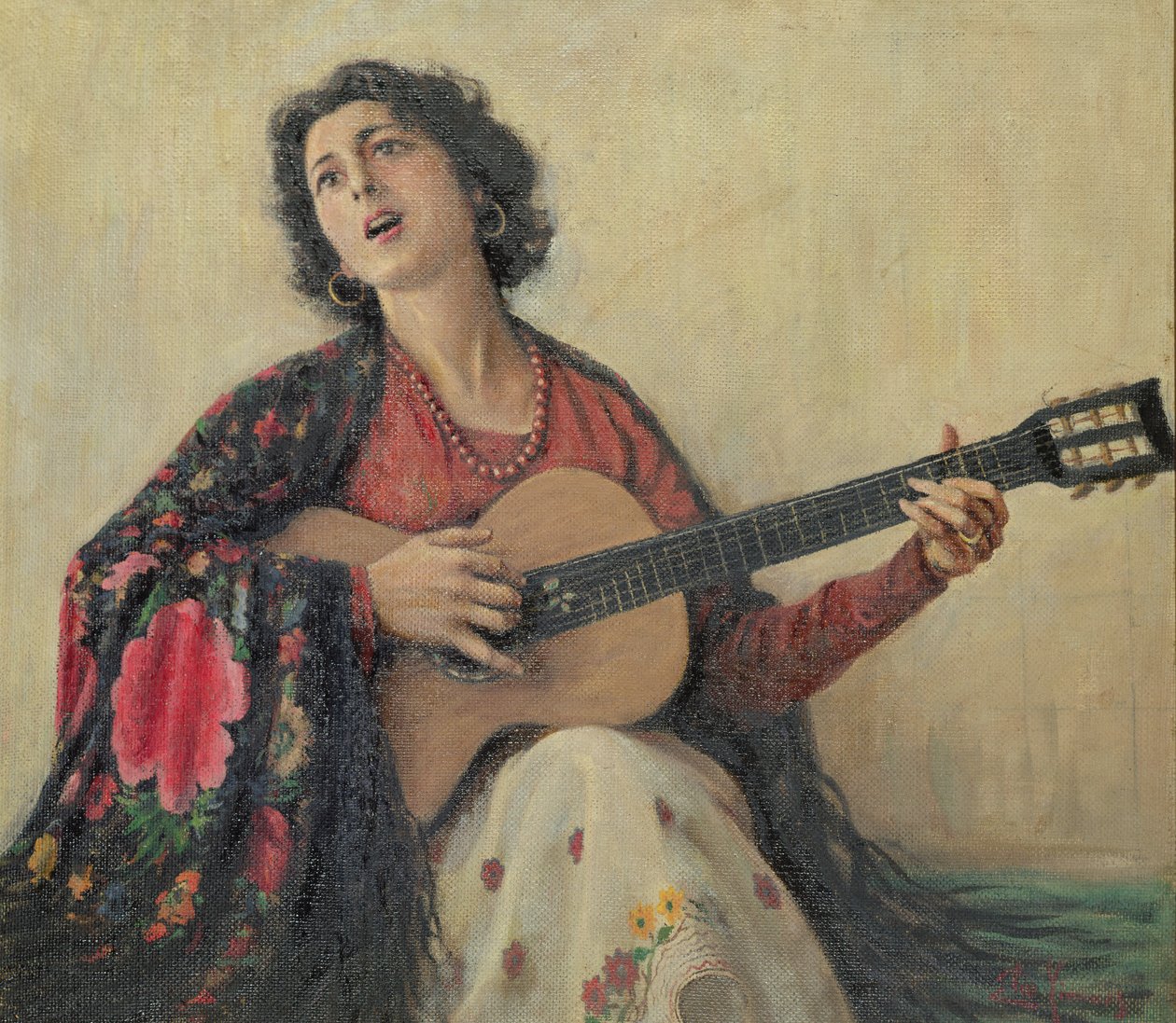 Kvinne med gitar av Greek School