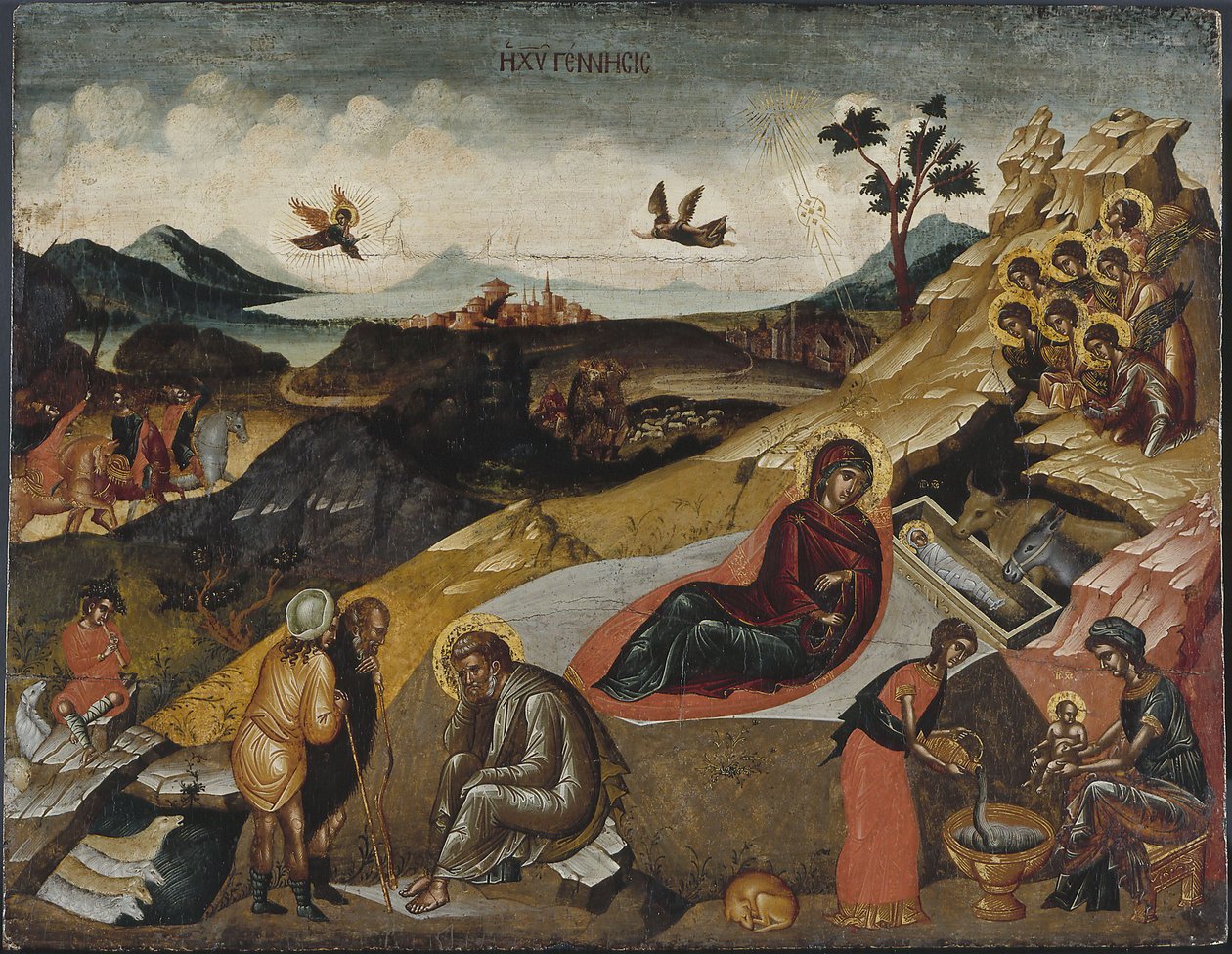 Kristi fødsel, ca. 1490. av Greek icon.