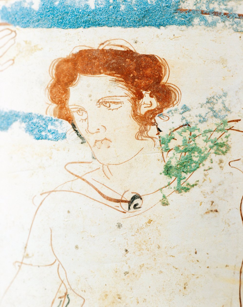 Hvitmalt keramikk, Attic lekythos som viser begravelsesscene med kriger før graven, detalj av Greek School