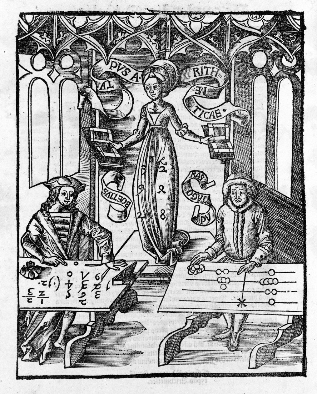 Liberal Arts: Arithmetic - i "" Philosophical Daisy"" av Gregor Reisch (1467-1525). Bale av Gregor Reisch
