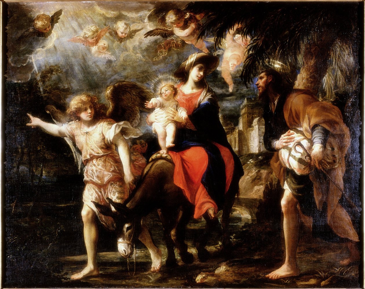 Flukten til Egypt, ca. 1680-1700 av Gregorio De Ferrari