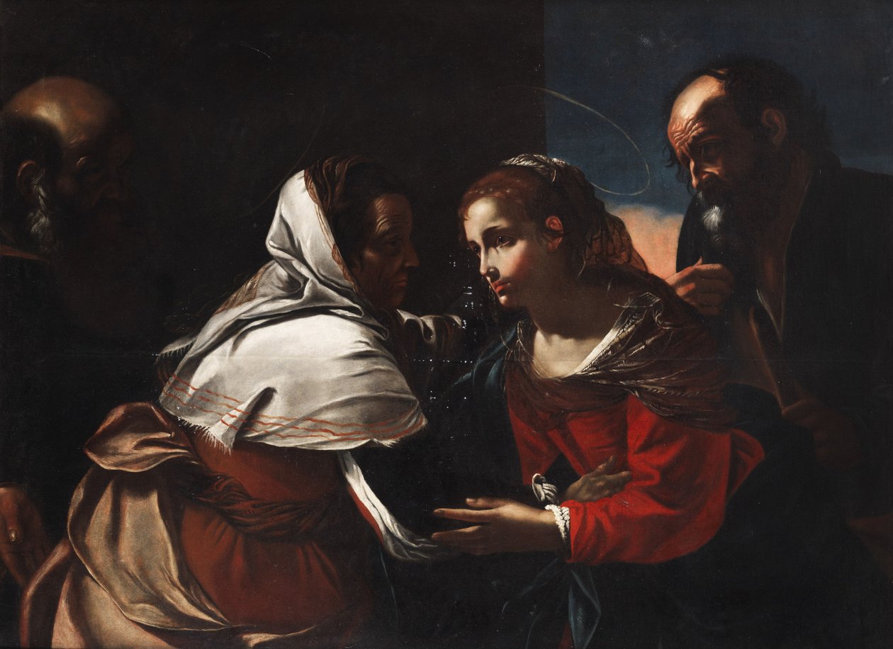 Mary og Joseph besøker Elisabeth og Zacharias av Gregorio Preti