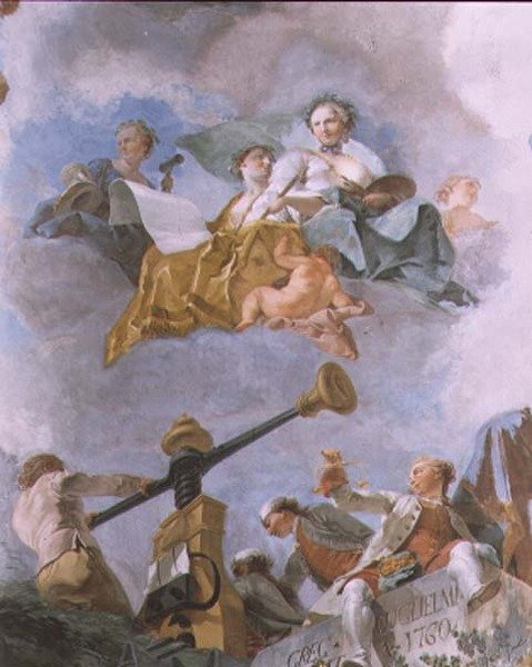 Allegoriske figurer, detalj av taket til det store galleriet, 1759-62 av Gregorio Guglielmi