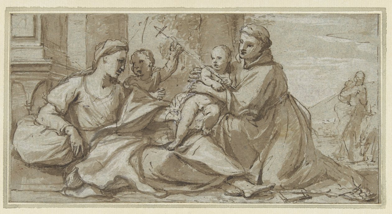 Maria med Kristusbarnet, døperen Johannes og St. Antonius av Padua av Gregorio Lazzarini