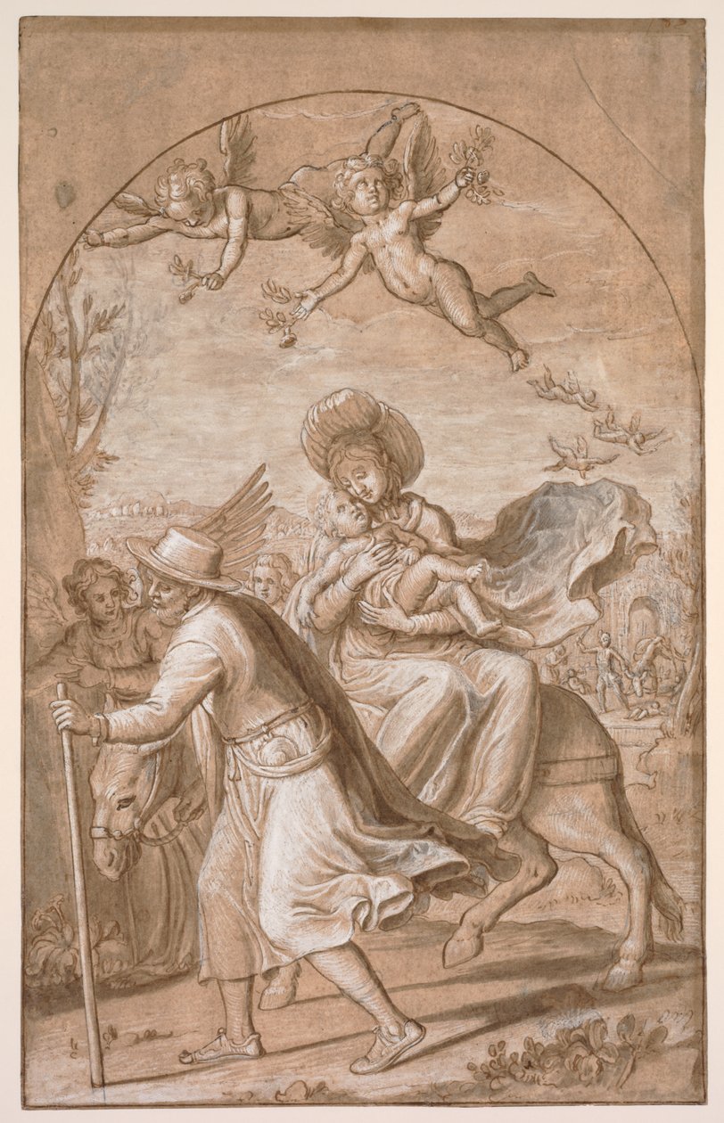 Flukten til Egypt, ca. 1590. av Gregorio Pagani
