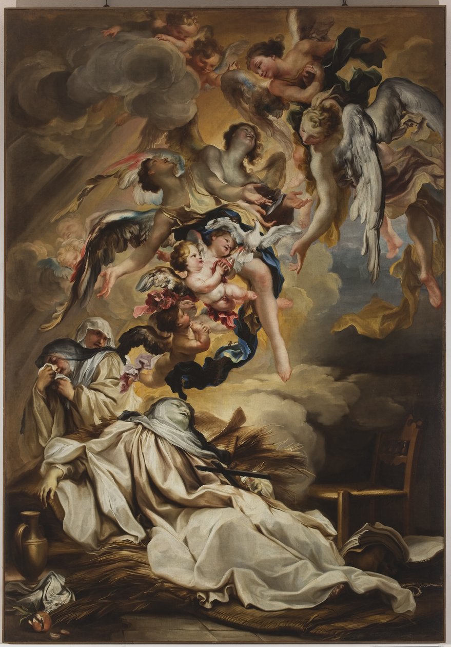 Death of Saint Scholastica, ca. 1700 (olje på lerret) av Gregorio De Ferrari