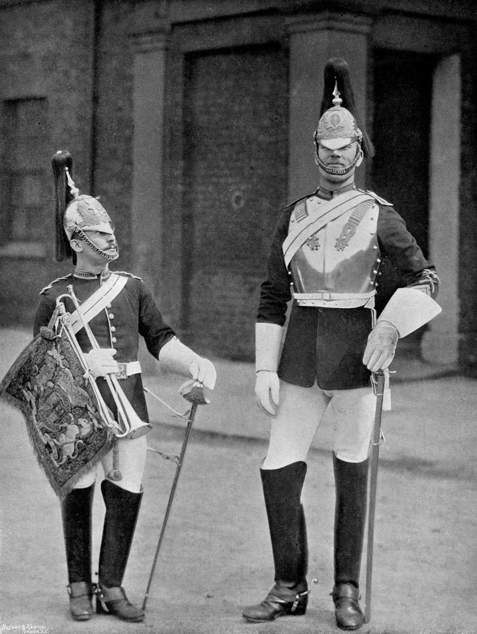 En tropper og trompetist fra Royal Horse Guards, 1896. av Gregory and Co